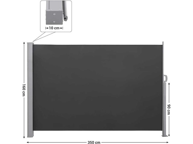 160 x 350 cm (h x w), zijluifel voor balkon en terras - afbeelding 3 van  7