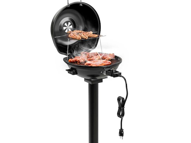 1600w roestvrijstaand elektrische grill met deksel en verstelbare thermostaat - afbeelding 1 van  8