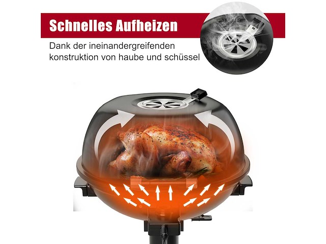 1600w roestvrijstaand elektrische grill met deksel en verstelbare thermostaat - afbeelding 3 van  8