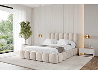 160x200 bed met opbergruimte - beige fluweel - afbeelding 2 van  8