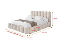 160x200 bed met opbergruimte - beige fluweel - afbeelding 4 van  8