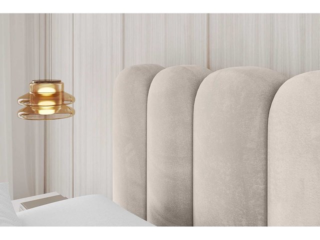 160x200 bed met opbergruimte - beige fluweel - afbeelding 5 van  8