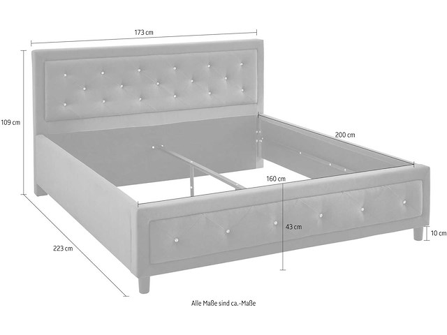160x200 gestoffeerd bed met diamant - afbeelding 7 van  8