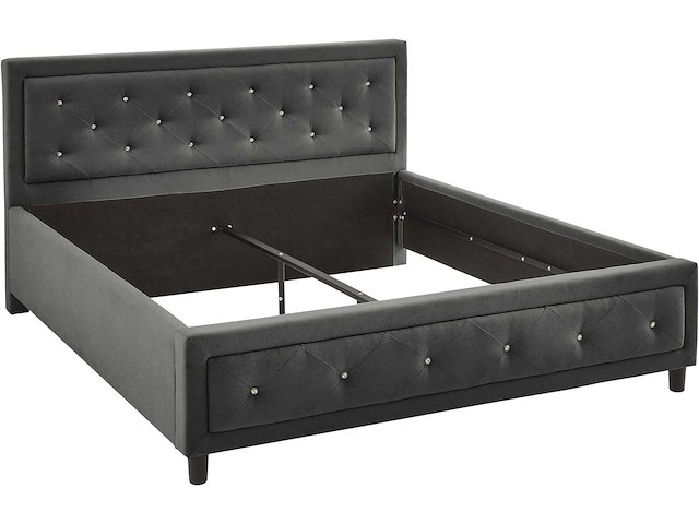 160x200 tufted bed met diamant - beige stof - afbeelding 3 van  9