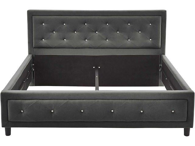 160x200 tufted bed met diamant - beige stof - afbeelding 4 van  9