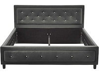160x200 tufted bed met diamant - beige stof - afbeelding 4 van  9