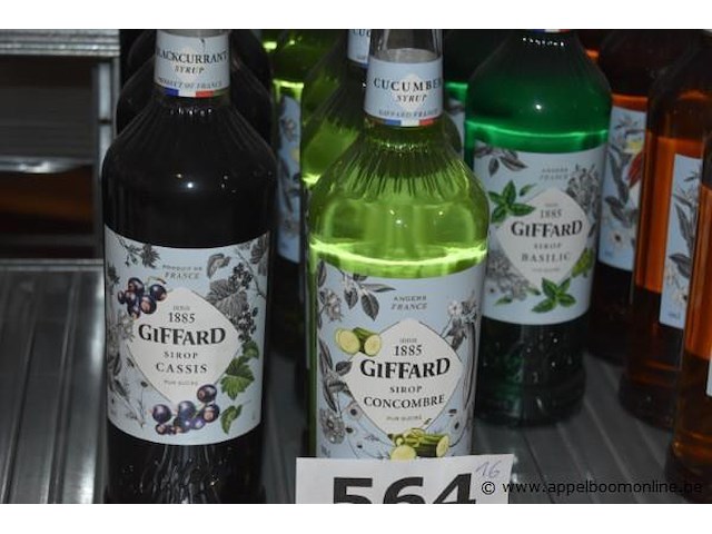 16x fles siroop, giffard, wo. cassis, concombre, basilic, vanille, 1l - afbeelding 2 van  3