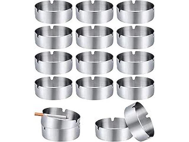 16x rvs asbak diam 8cm - afbeelding 1 van  2
