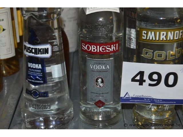 17x fles sterke drank, diverse merken (o.a. puschkin, sobieski, smirnoff, pastis) - afbeelding 2 van  4