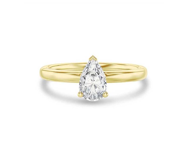 18 karaat gouden ring met 3.10 ct peer diamant - e/vs1 (igi) - afbeelding 1 van  4