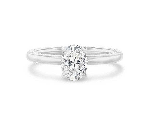 18 karaat witgouden ring met 1.05 ct ovaal diamant - e/vvs2 (igi) - afbeelding 2 van  4