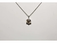 18 kt witgouden ketting met hanger en natuurlijke diamant - afbeelding 1 van  7