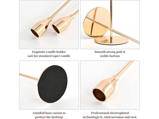 18 stuks gouden kegelvormige kaarsenhouders - afbeelding 5 van  5