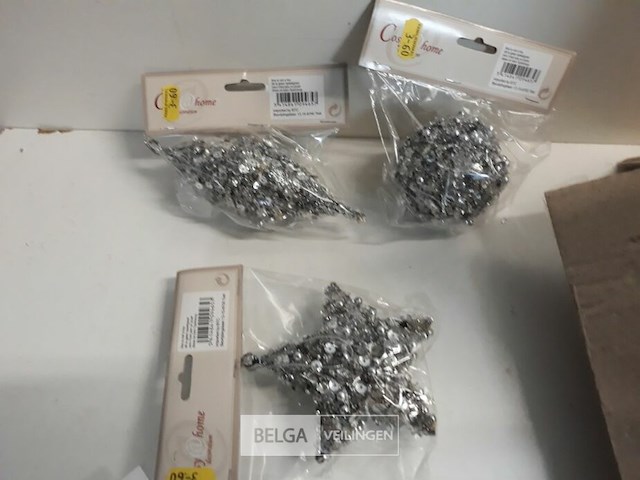 18 x kerst hangdeco zilver glitter - afbeelding 3 van  3