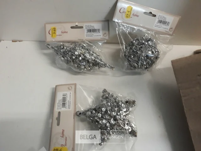18 x kerst hangdeco zilver glitter - afbeelding 3 van  3