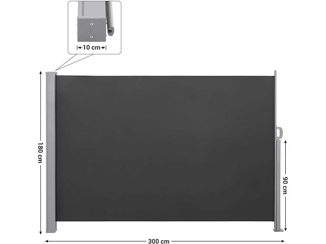 180 x 300 cm (h x w), zijluifel voor balkon en terras - afbeelding 4 van  9
