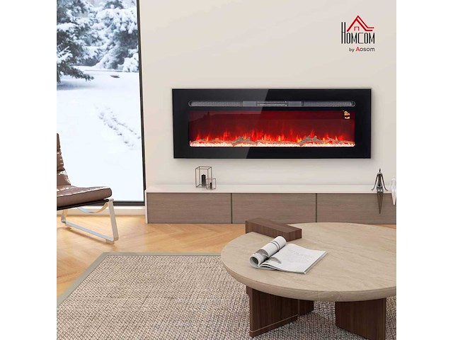 1800 w elektrische open haard met muur gemonteerde of ingebouwde nep-open haard met vlam-effect - afbeelding 5 van  6