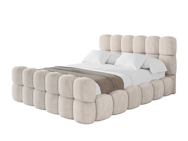 180x200 bed met opbergruimte - beige fluweel - afbeelding 2 van  9