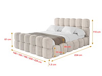 180x200 bed met opbergruimte - beige fluweel - afbeelding 4 van  9