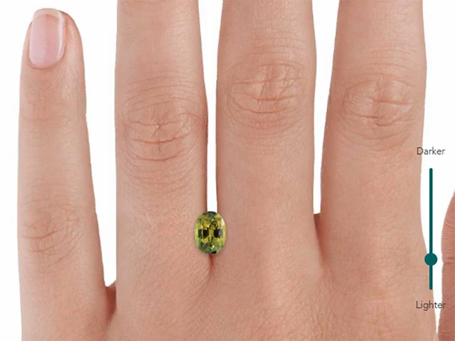 1,85 ct oval cut lichtgroene topaas – khaki groen - afbeelding 4 van  4