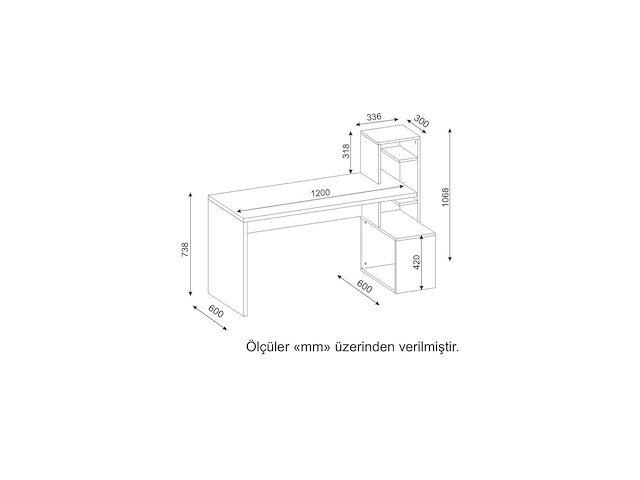 18mm witte walnoot studiebureau - afbeelding 4 van  5