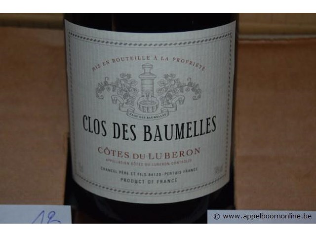 18x fles rode wijn, clos des baumelles, côtes du luberon 2005, 750ml - afbeelding 2 van  3