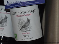 18x fles rode wijn, terre sauvage, merlot pays d'oc 2018, 750ml - afbeelding 2 van  3