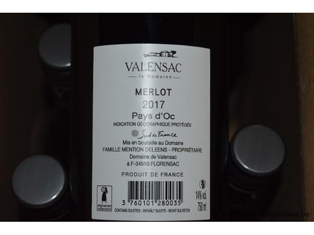 18x fles rode wijn, valensac le domaine, merlot, 2017, 75cl - afbeelding 3 van  3