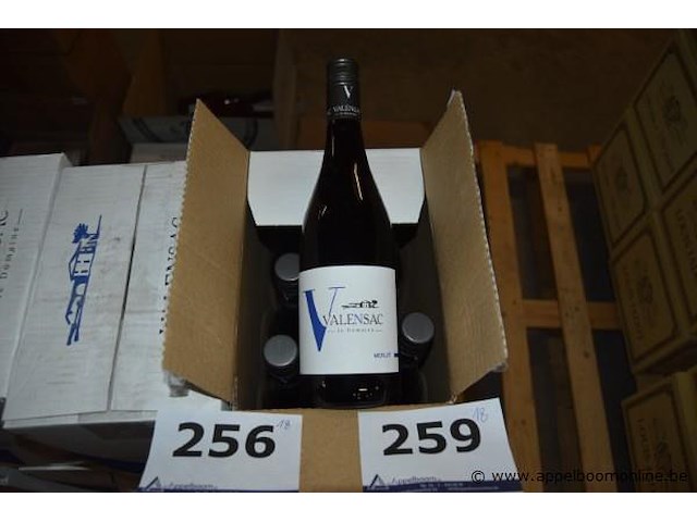 18x fles rode wijn, valensac le domaine, merlot pays d'oc, 2017, 75cl - afbeelding 1 van  4