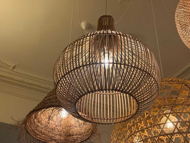 18x rotan/boho hanglampen - afbeelding 2 van  16