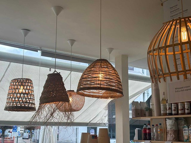 18x rotan/boho hanglampen - afbeelding 3 van  16
