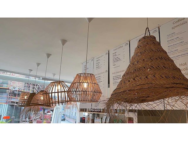 18x rotan/boho hanglampen - afbeelding 8 van  16