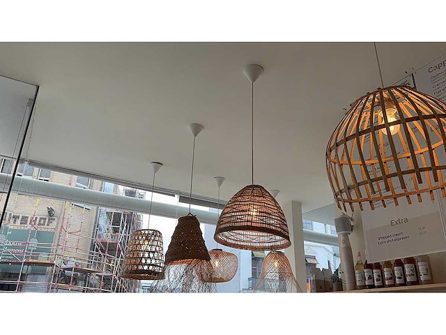 18x rotan/boho hanglampen - afbeelding 1 van  16