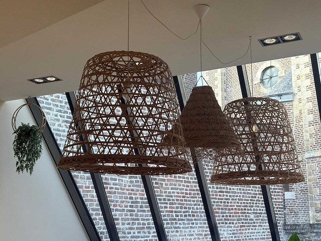 18x rotan/boho hanglampen - afbeelding 12 van  16