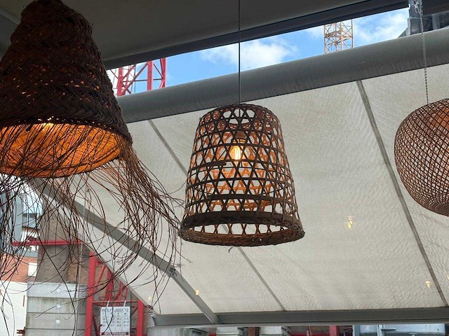 18x rotan/boho hanglampen - afbeelding 15 van  16