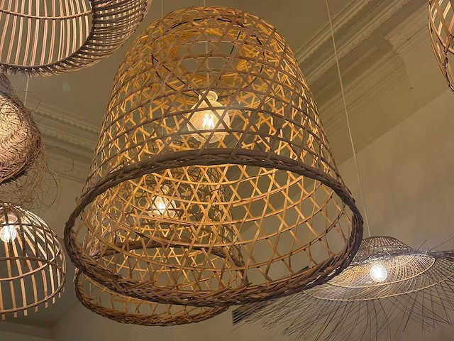 18x rotan/boho hanglampen - afbeelding 16 van  16
