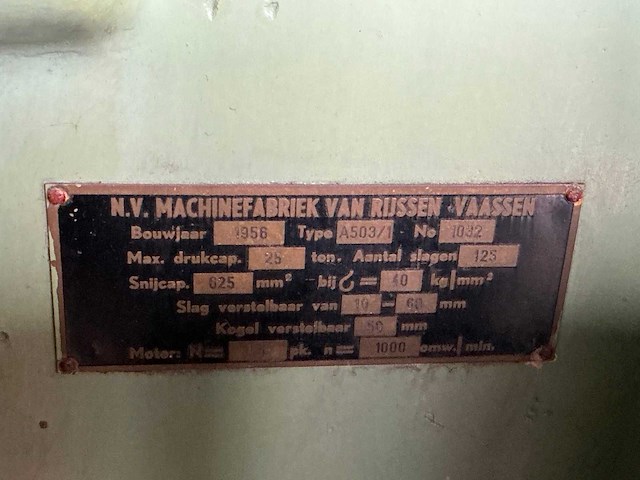 1956 van rijssen a503/1 excenterpers - afbeelding 8 van  9
