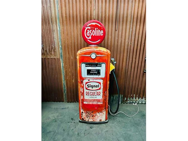 1958 american signal gasoline benzinepomp met originele patina - afbeelding 1 van  7