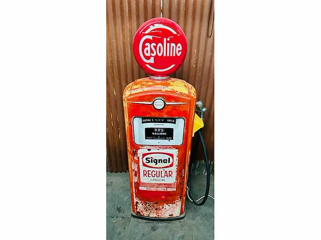 1958 american signal gasoline benzinepomp met originele patina - afbeelding 2 van  7