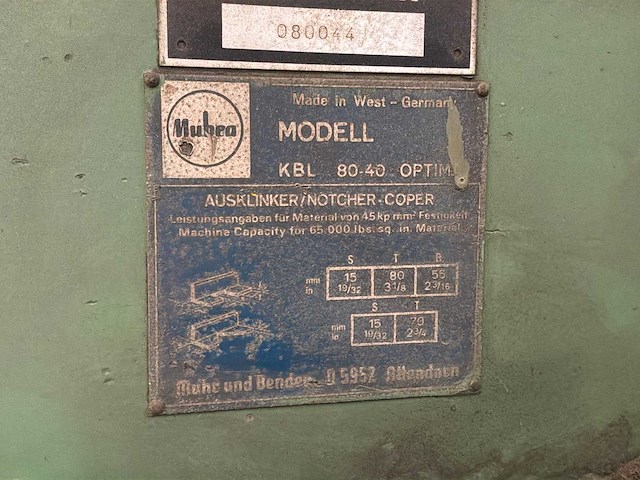 1974 muhc une bender kbl80-40 pons- en knipmachine - afbeelding 2 van  10