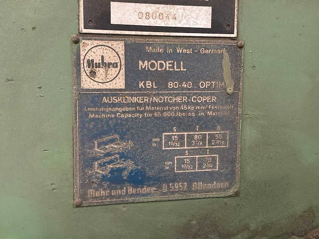 1974 muhc une bender kbl80-40 pons- en knipmachine - afbeelding 2 van  10