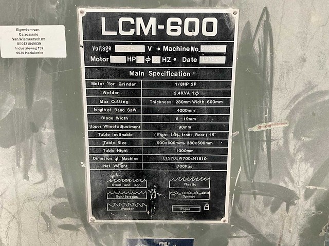 1979 leten lcm-600 verticale bandzaagmachine - afbeelding 5 van  9