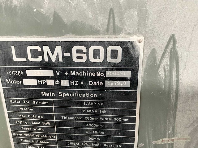 1979 leten lcm-600 verticale bandzaagmachine - afbeelding 6 van  9
