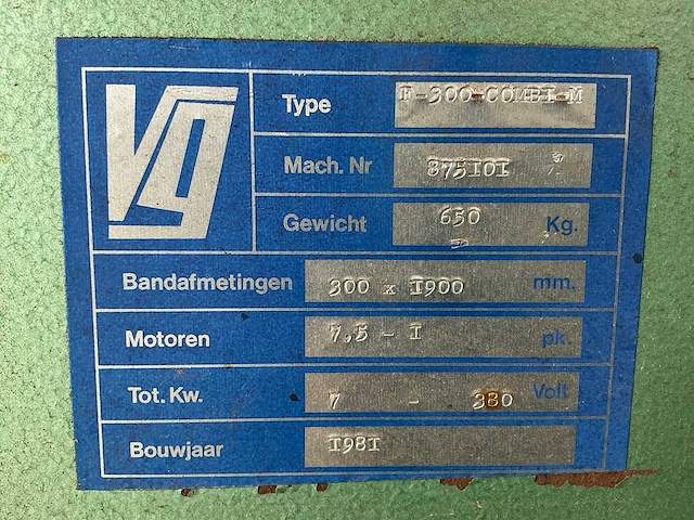 1981 vg f-300-combi-m breedbandschuurmachine - afbeelding 4 van  13