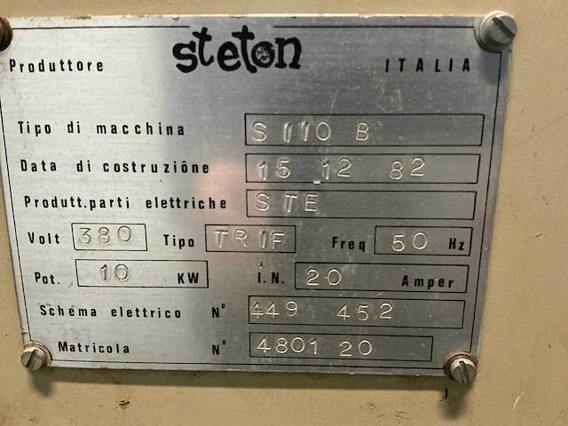1982 steton s 110 b platen opdeelzaagmachine - afbeelding 16 van  23