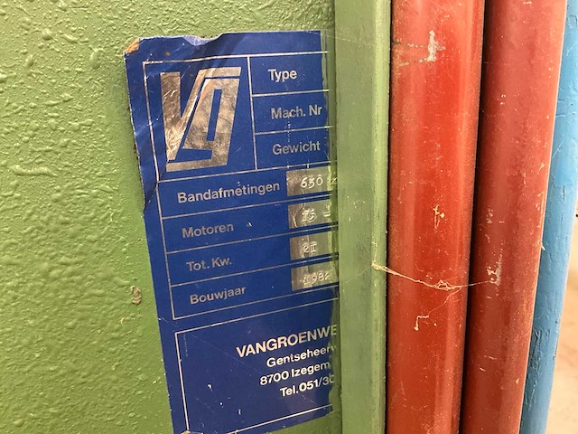 1982 vangroeneweghe breedbandschuurmachine - afbeelding 2 van  10
