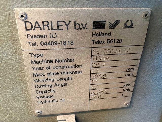 1984 darley gs3000x13 met roterende onderplaat guillotineschaar - afbeelding 9 van  11