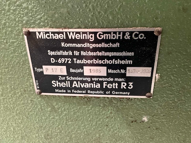 1985 weinig p 17 e vierzijdige profileer- en schaafmachine - afbeelding 18 van  18