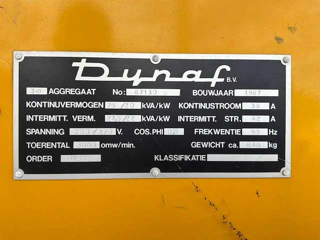 1987 - dynaf - stroomgenerator - afbeelding 8 van  13