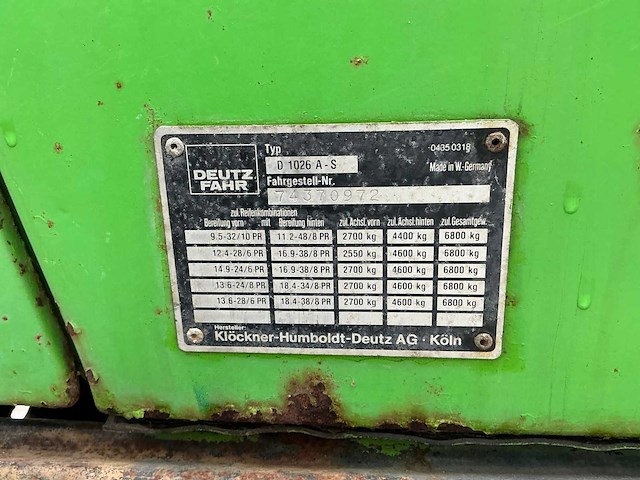 1987 deutz-fahr dx6.10 vierwielaangedreven landbouwtractor - afbeelding 20 van  23